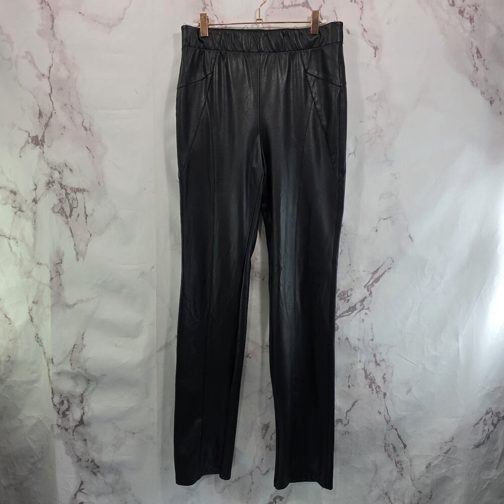 Anthropologie Pants Women 28 Black Faux Vegan Leather High Rise Straight Pilcro